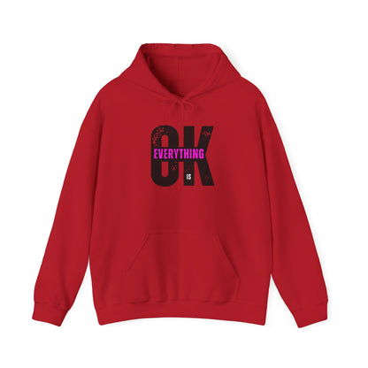 Cozy Pink Hooded Sweatshirt - 'Everything is OK' Unisex