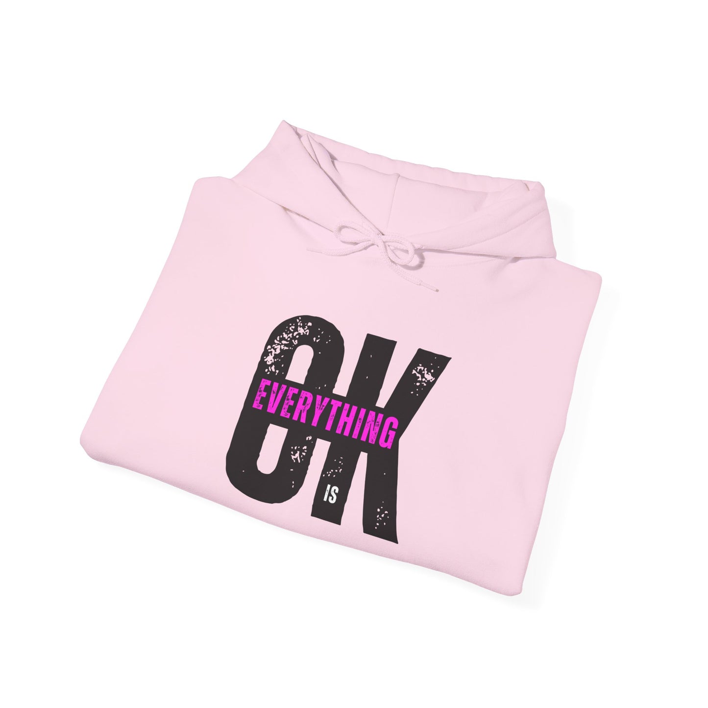 Cozy Pink Hooded Sweatshirt - 'Everything is OK' Unisex